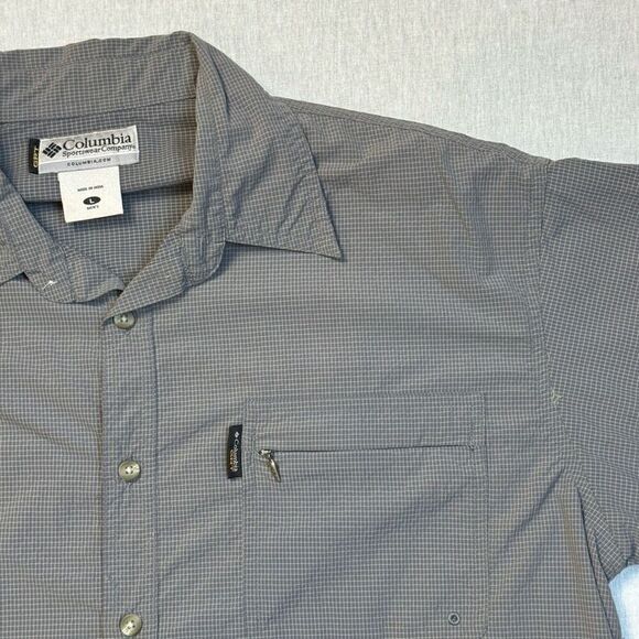 Columbia Men’s Short Sleeve Button Down Shirt Grey Sz L - Picture 2 of 6
